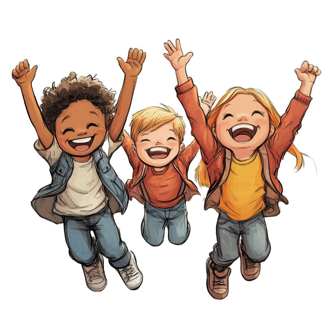 Grafik Jubelnde Kinder