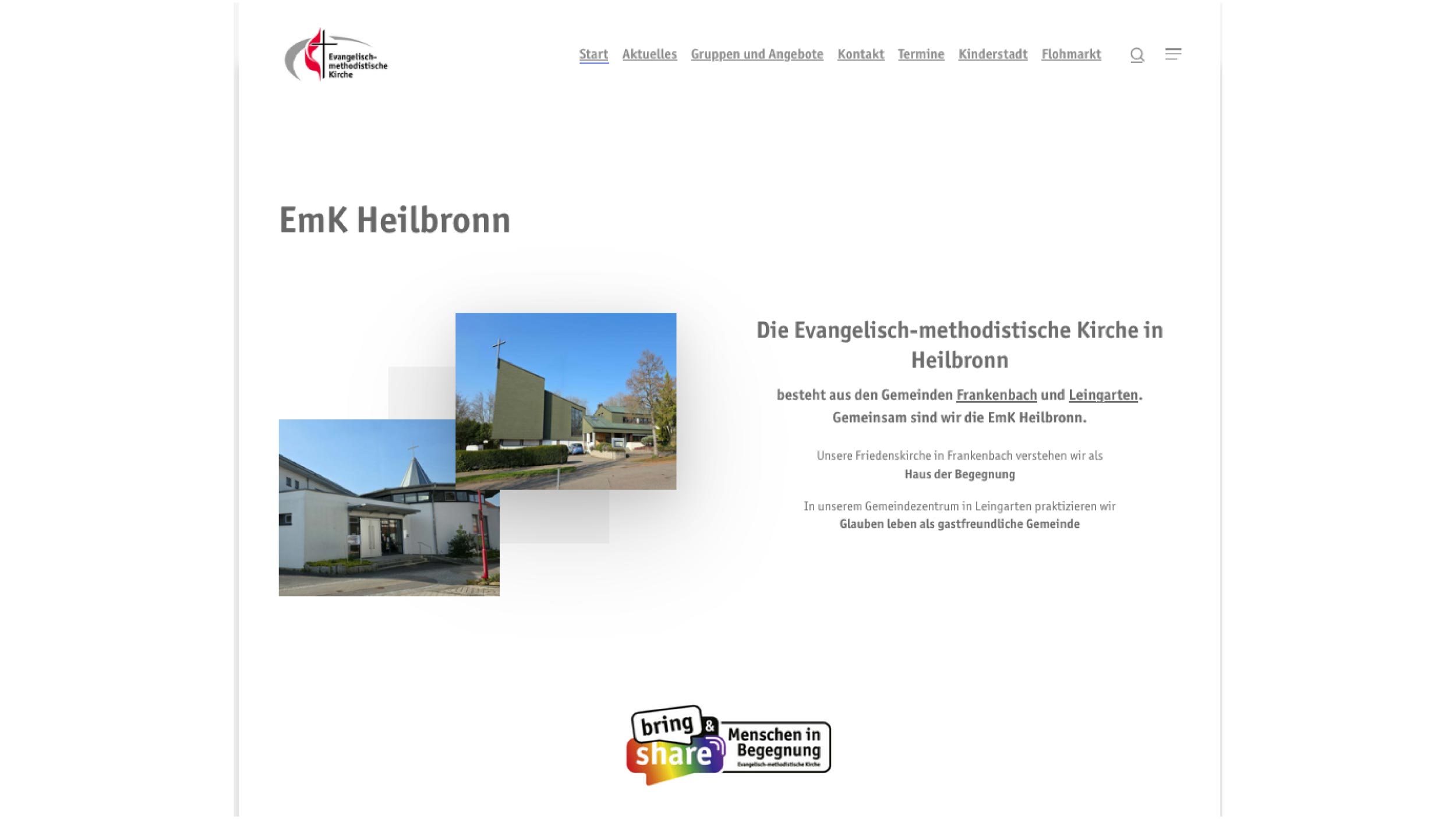 Screenshot neuer Webauftritt